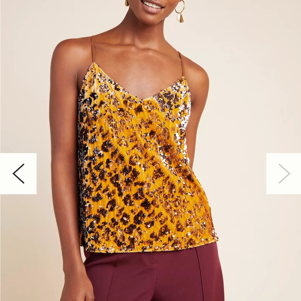 RO&DE Anthropologie Velvet and Sequin Camisole